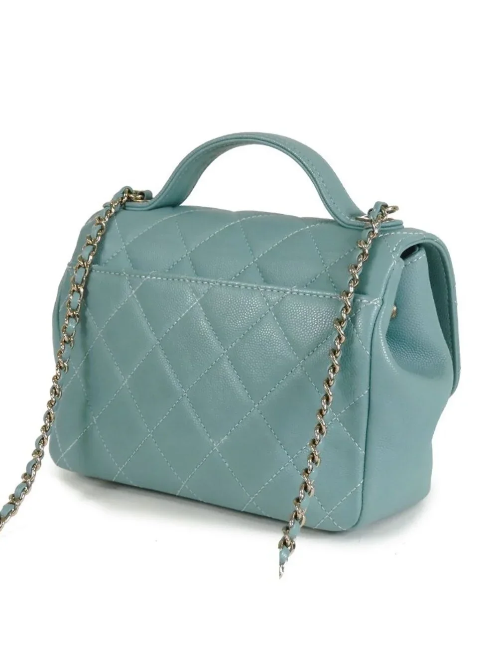 Chanel Affinity Small Pale Blue Gold Caviar Leather 2-Way Shoulder Bag